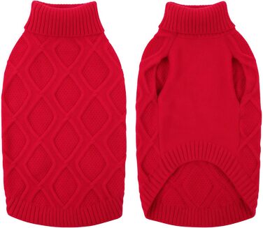 Світер для собак Konvinit, великі породи, теплий зимовий, для чихуахуа до лабрадора, XS-2XL, червоний (L: обхват грудей 53 см)
