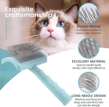 Зубна щітка для собак Feste – подовжена щітка для грумінгу великих собак, вичісування та видалення шерсті (зелена)