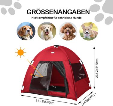 Зручне ліжко-будинок для собак та котів Babyezz, Tipi, червоний, L