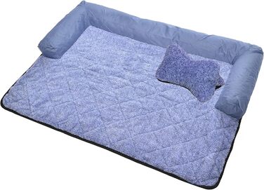 Крісло-ліжко для собак Raikou: зручне та практичне, 90x90 см, блакитний меланж. Захист дивану та багажника, антиковзаюче покриття, легко миється. Підходить для великих та маленьких собак.