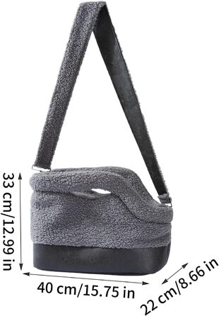 Транспортна сумка для цуценят: водонепроникна, тепла, з безпечним кріпленням та плечовим ременем. Підходить для маленьких порід та кошенят, для прогулянок у холодну погоду (сіра)