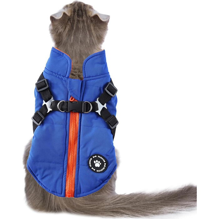 Тепла зимова жилетка для собак - блакитна, S | Зі зручним кріпленням для нашийника | Зимовий одяг для собак середніх та великих порід