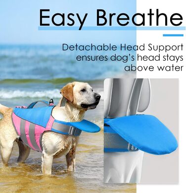 Жилет рятувальний для собак ThinkPet, світловідбиваючий, регульований, з підйомною силою (блакитно-рожевий, S)