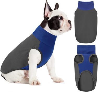 Пуловер для великих собак з флісу, ультра м'який, без рукавів, високий комір (L, обхват грудей 48 см, сірий)