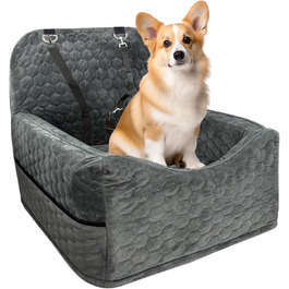 Автокрісло для собак маленьких та середніх порід до 15,9 кг з пам'яті ефекту, з товстим подушкою, знімний, пральний, з кишенями для зберігання, 2 ремені безпеки