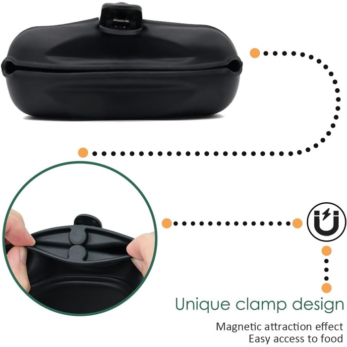 Силіконові мішечки для корму собак, магнітні - 1 шт, чорний колір
