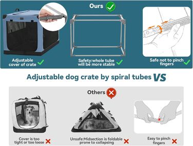 Клітка для собак Petsfit: складана переноска з регульованим чохлом та металевим каркасом. Підходить для собак великих, середніх та маленьких порід. Легка у зберіганні.