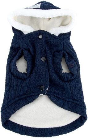 Світер для собак SMALLLEE_LUCKY_STORE з капюшоном, теплий худі, куртка, верхній одяг для маленьких собак, блакитний, розмір M (Спина: 24 см, Груди: 37 см)