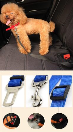 Автомобільний поводок для собак та котів, набір 2 шт., чорний+темно-синій, нейлон