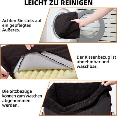 Автомобільний лежак для собак (чорний, великий) з кишенями та поворотком, підходить для собак малого та середнього розміру