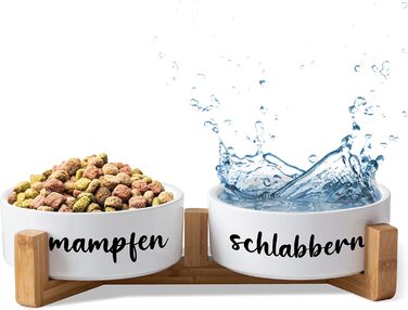 Набір мисок для собак та котів з кераміки, 2 шт по 500 мл, з підставкою | Миски для корму та води