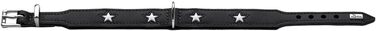 Нашийник для собак HUNTER MAGIC STAR, шкіряний, зірки, м'який, 50 см, чорний