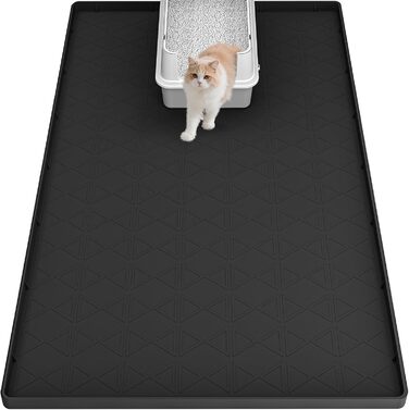 Килимок для котячого туалету з силікону, великий, 86,4 x 55,9 см, вологостійкий, антиковзний, для контролю розсипання наповнювача, легко миється, стійкий до сечі, сірий, 1 шт.