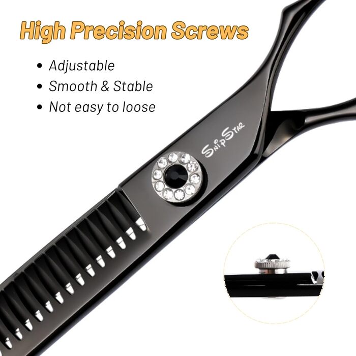 Професійна вигнута ножиця для грумінгу домашніх тварин 7.5 дюймів (25 градусів) з 35 зубцями, чорна, преміум-якість