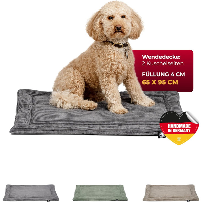 Килимок для собак з наповнювачем, розмір M (65x95 см) – двосторонній, миючий – теплий, комфортний – антрацит, Made in Germany
