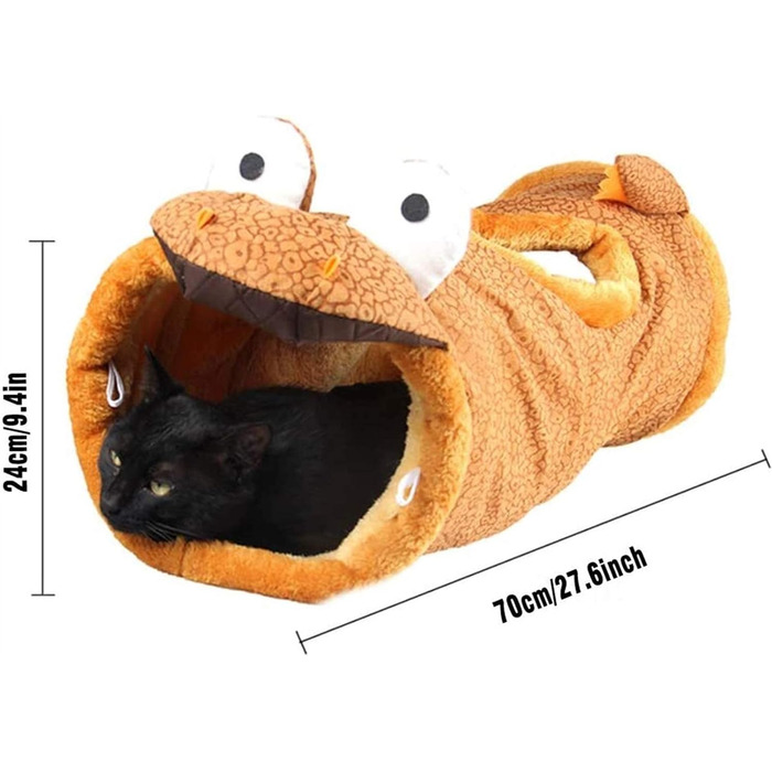 Туннель для котів DHGTEP складний, іграшка-труба для кошенят, з віконцем, бежевий