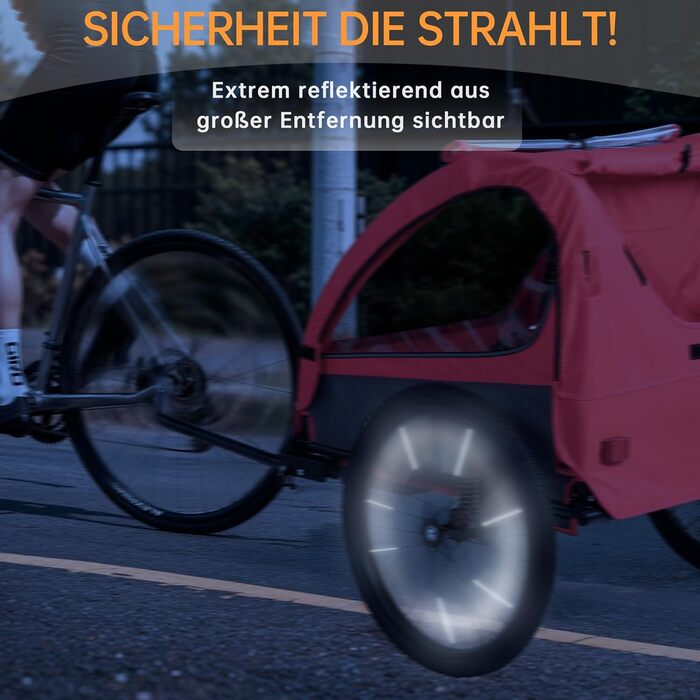 Дитячий велопричіп 2в1 з функцією візка та бігуна, амортизація, регульована ручка-штовхач та гальма, для 1-2 дітей до 40 кг (Червоний)