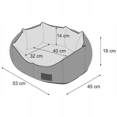 Лежанка-диван для кота з м'яким наповнювачем та знімним чохлом, 53x45 см