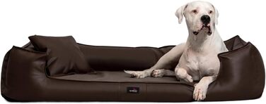 Ортопедичне собаче ліжко Tierlando® Goofy Easy CLEAN з штучної шкіри з захистом для матраца – для середніх та великих собак, 160x110 см, колір: коричневий