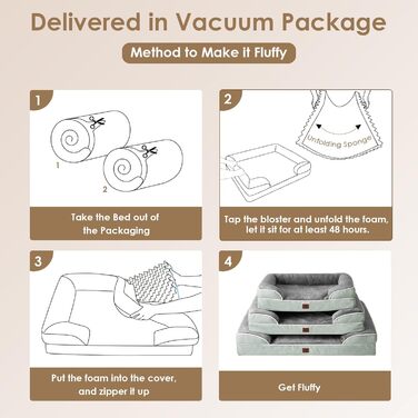 Ортопедичне ліжко для собак EHEYCIGA, великі породи, 112x81 см, кошик для собак з Memory Foam, XL, водовідштовхувальне, неслизьке, з високим бортиком, сіро-зелене