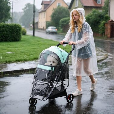 PawHut візок для собак та котів 2-в-1, складний, до 10 кг, з подушкою, сітковими віконцями, дверима та кошиком для зберігання (зелений)