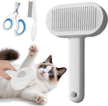 Набір для догляду за тваринами Okiki 3 в 1: щітка для собак і котів, ножиці для обрізання кігтів, гребінець від бліх – для довгої та короткої шерсті, сумісний зі шкірою