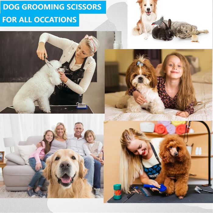 Набір професійних ножиць для грумінгу собак 6 дюймів: прямі та розріджуючі ножиці для догляду за шерстю