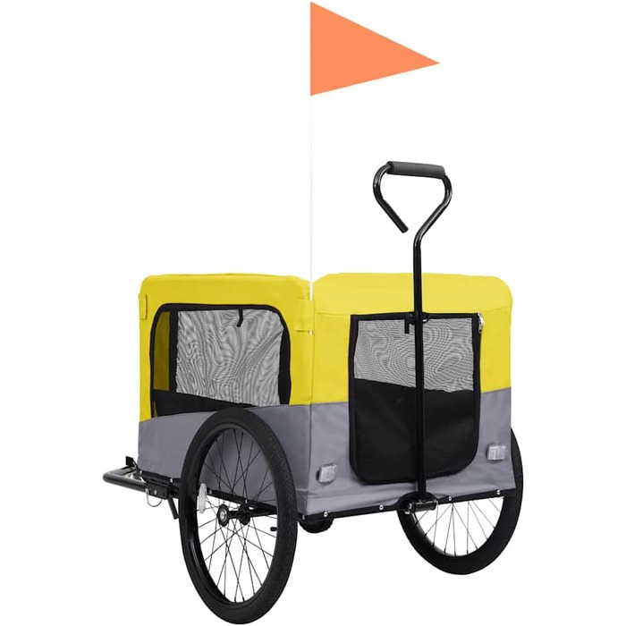 Причіп для собак на велосипеді vidaXL 2в1, жовтий – причіп-візок для собак, жовтий