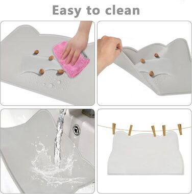 Килимок для котячого корму, силіконовий, неслизький, вологостійкий, сірий