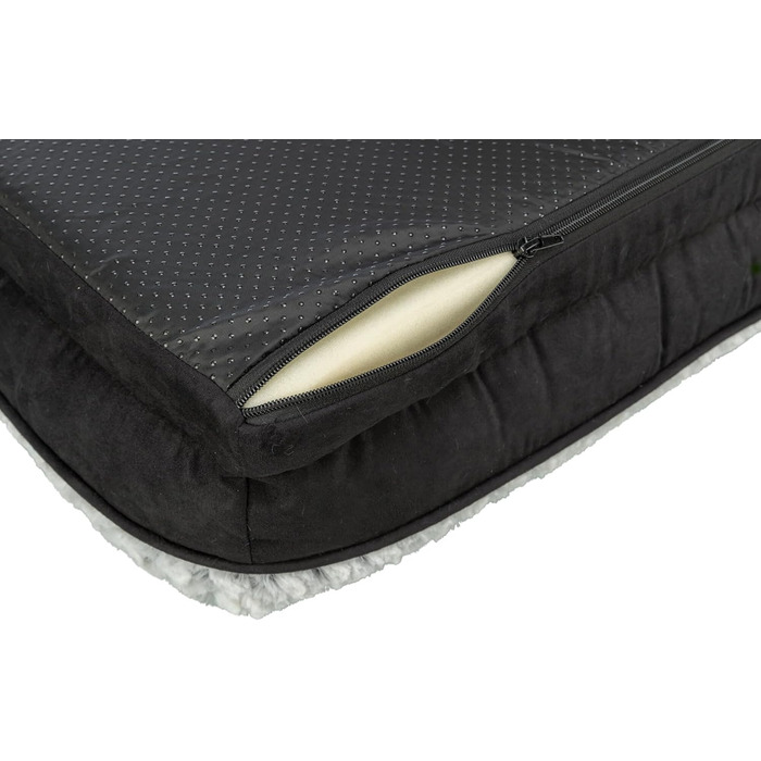 Ортопедичне ліжко для собак TRIXIE Vital Lino, 110x75 см - м'яке ліжко з memory foam, для літніх собак, чорний/сірий