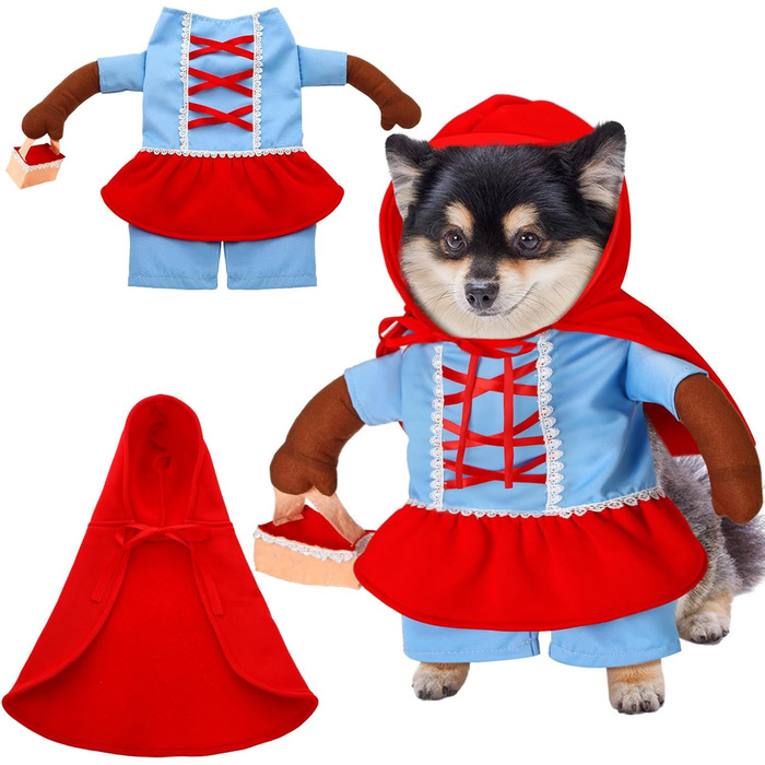 Костюм для собак Huhumy Rotkäppchen на Хелловін: милий, кумедний косплей для маленьких, середніх та великих собак (розмір S), обхват шиї 29.9 см, обхват грудей 43 см
