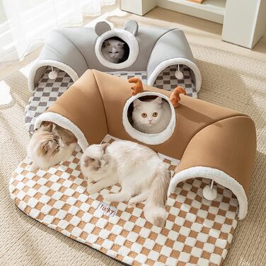 Туннель для котів Origintek, іграшка-будиночок з плюшу, XL 85x70 см, сірий