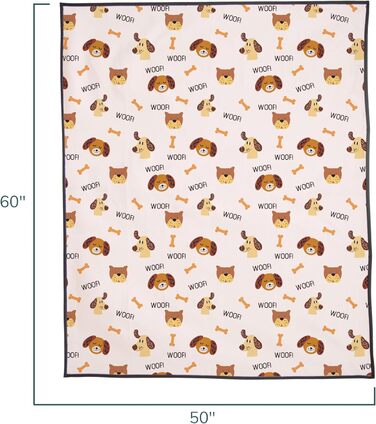 Килимок для тварин у приміщенні та на вулиці 127x152.4 см, зручний, миючий, водовідштовхуючий, ідеальний для пікніків та подорожей, складаний килимок для пляжу, лап та кісток (слонова кістка, коричневий)