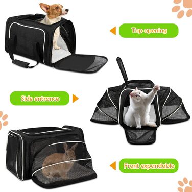 Сумка-переноска для котів і собак ALLSOPETS, складна, чорна, для подорожей, розширювана, транспортна сумка для домашніх тварин, ідеальна для подорожей, походів, кемпінгу