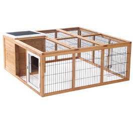 Вольєр для дрібних тварин з відкритим вигулом, відкидним дахом, погодовідстійкий, 123 x 120 x 52 см, коричневий