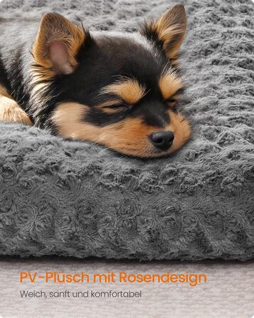 Ліжко для собак Feandrea XL, м'яке, плюшеве, 110 x 73 см, для великих собак, сірий, знімний чохол, антиковзаюче покриття