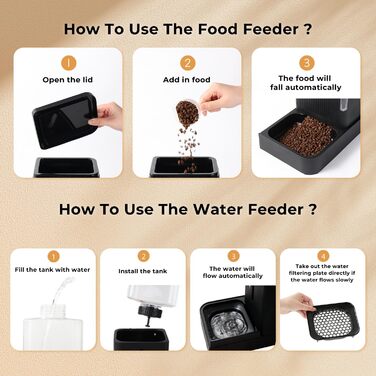 Автоматичний годівниця для котів/собак 3L, 2-в-1: годівниця та поїлка з автоматичним наповненням, чорний колір, 3L x 2