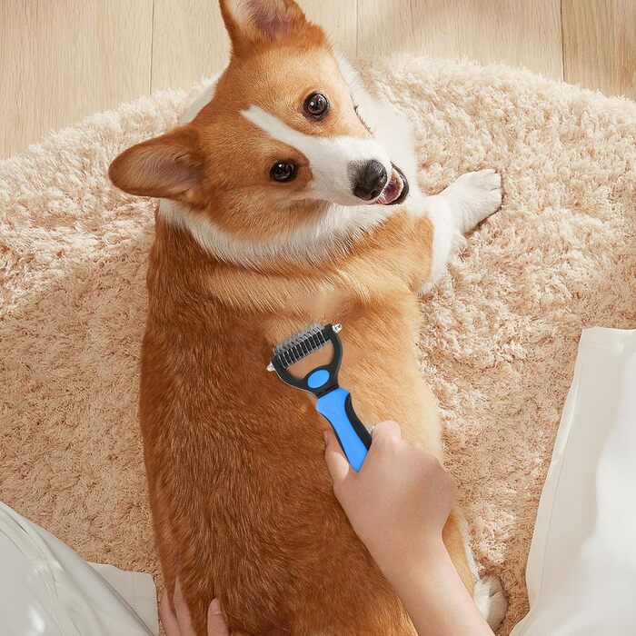 Бурштук для видалення ковтунів у котів, гребінець для собак, двосторонній гребінець для котів під час линьки | Догляд за домашніми тваринами, щільна, пряма щітка, двостороння, сталевий гребінець для довгошерстих котів