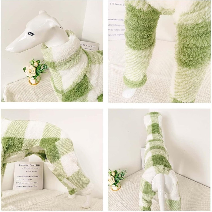 Теплий флісовий костюм для собак на ніжках, повне покриття тіла, флісовий комбінезон для маленьких, середніх та великих собак (Колір: Зелений/Білий, Розмір: XS)