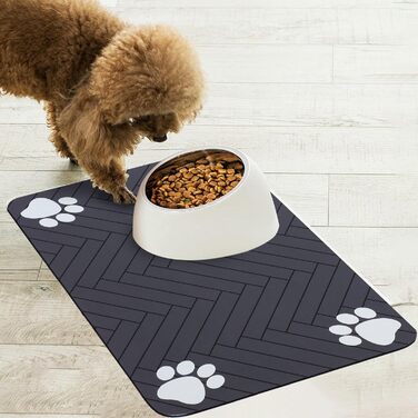 Килимок для годування собак та котів, суперпоглинаючий, неслизький, швидковисихаючий, легко миється (Темно-сірий, 40x60 см)