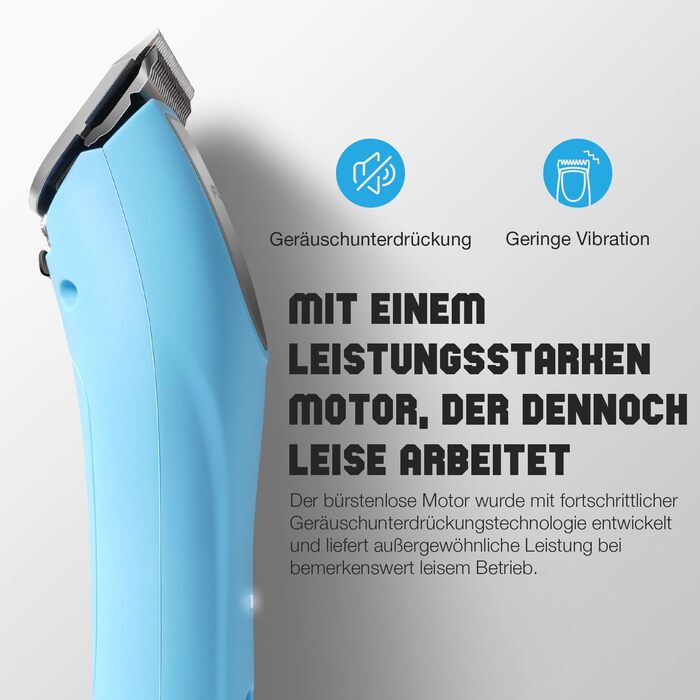 Професійна машинка для стрижки собак FuzzyFix: 2 швидкості, ергономічний дизайн, для собак та котів, стрижка густого, довгого та кучерявого хутра, блакитна