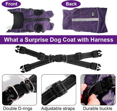 Водонепроникний теплий одяг для собак - зимова куртка з отвором для шлейки, для чихуахуа, французького бульдога, собак маленьких та середніх порід (11, 3)