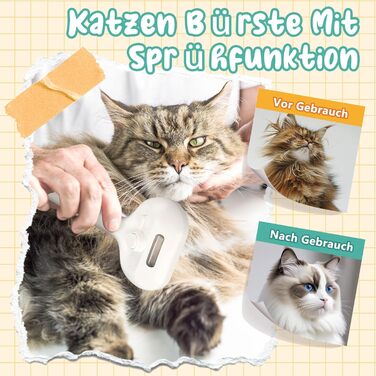 Двокомпонентна щітка для котів з парою, 2 шт. Щітка для котів та собак з розпилювачем, знімна, портативна. Підходить для короткої та довгої шерсті, видалення шерсті та догляду (білий)