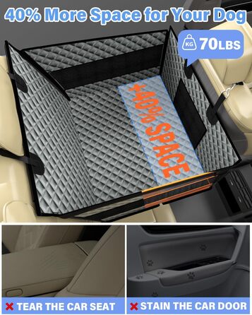 Автомобільний сидіння для собак великих порід, подовжувач заднього сидіння, складаний, водовідштовхувальне оксфордське полотно, неслизьке дно, захист по периметру, міцна підтримка, сірий