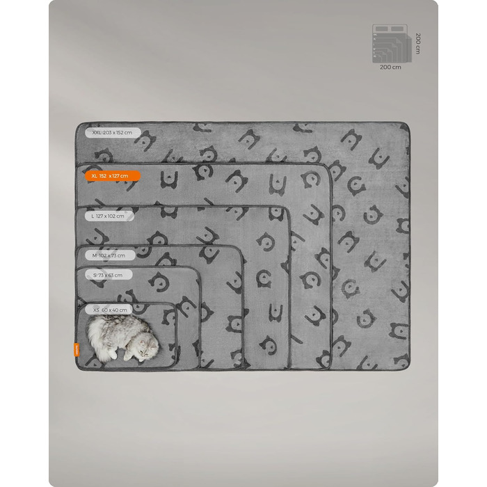Ковдра для собак Feandrea, 3 шт. в наборі, XL (152 x 127 см), фланель, сірий, захист дивану, для середніх та великих собак