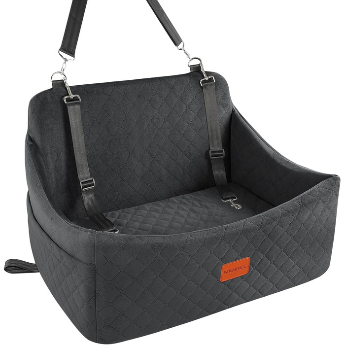 Автокрісло для собак, велике, чорне: м'яка підстилка з Memory Foam, антиковзаюче дно, кріплення для ременя безпеки, легко встановлюється