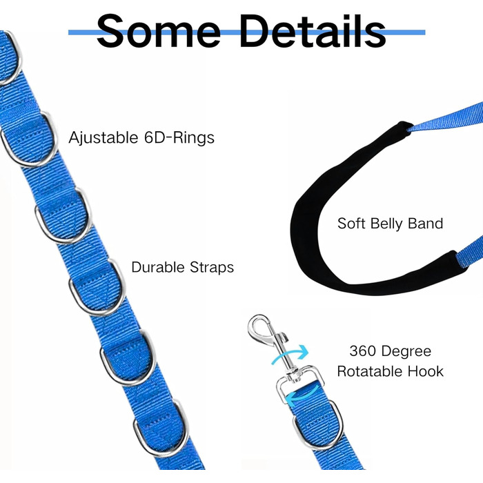 Нашийник для собак 3 шт., міцний, з регульованим тросом та D-кільцями, для грумінгу та купання, блакитний