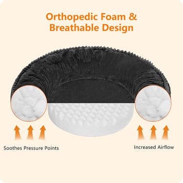 Кругле ліжко для собак та котів, зручне та миється, Ø 60 см, темно-сірий кошик для собак, ліжко-подушка, 60x60x18 см