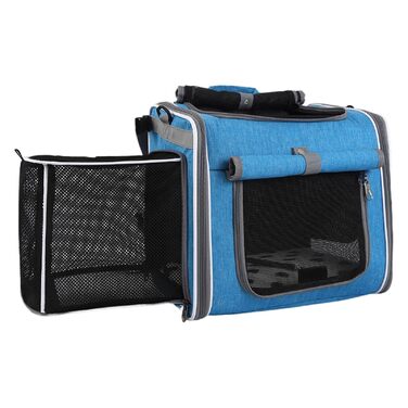 Велосипедний кошик для собак, рюкзак-переноска на переднє кріплення, з регульованими ременями, дихаючий, вентильований дизайн для маленьких собак, велосипедні поїздки, подорожі, переноска для активного відпочинку та транспортування домашніх тварин, блакит