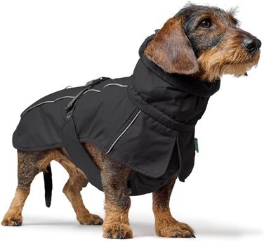 Теплий водонепроникний теплий накид для такси (Hundemantel) NORDBY, чорний, для маленьких собак з довгим тілом
